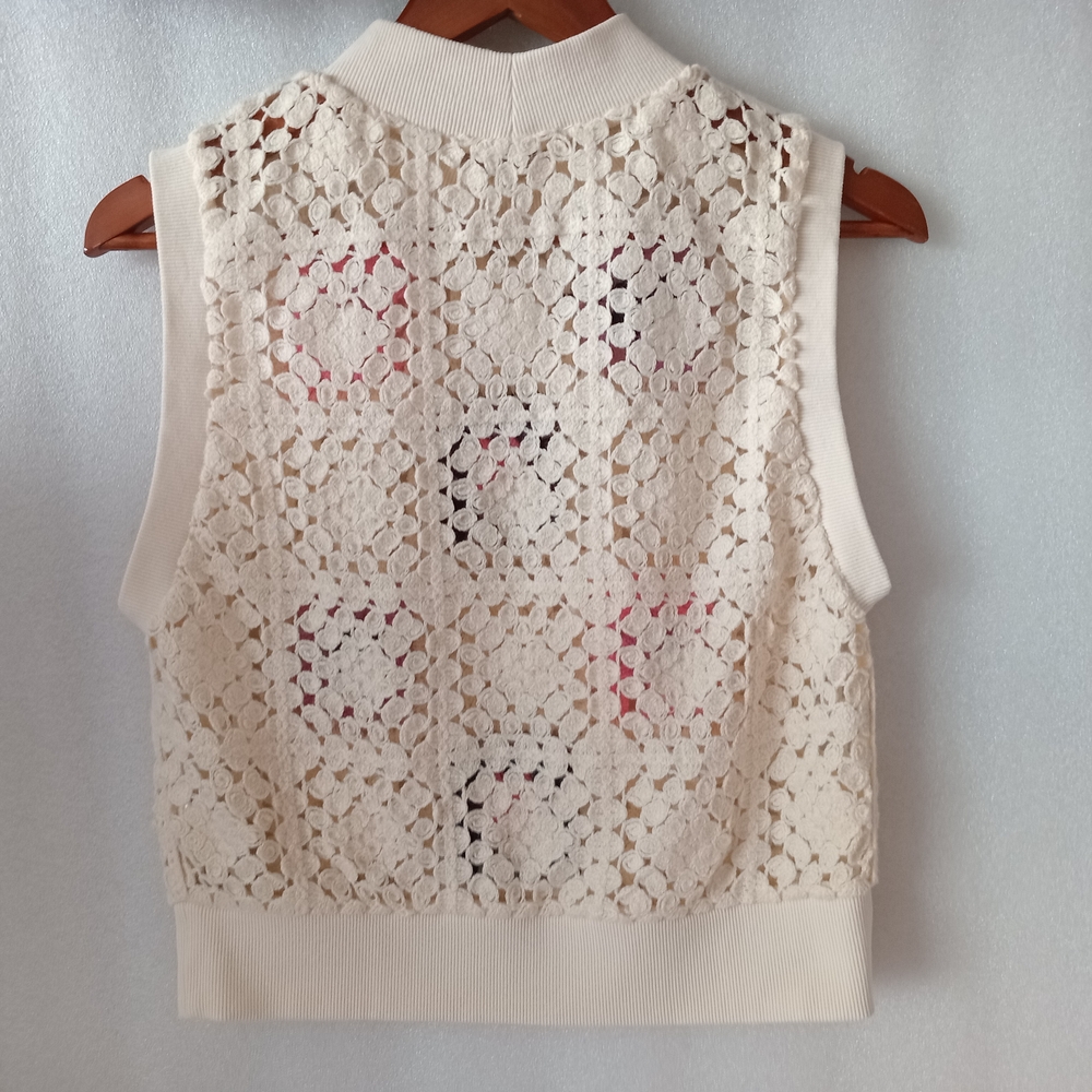 Zara Women's Crochet Top Cropped Cream Boho Hippie Festival Party Retro Size L - Picture 3 of 7